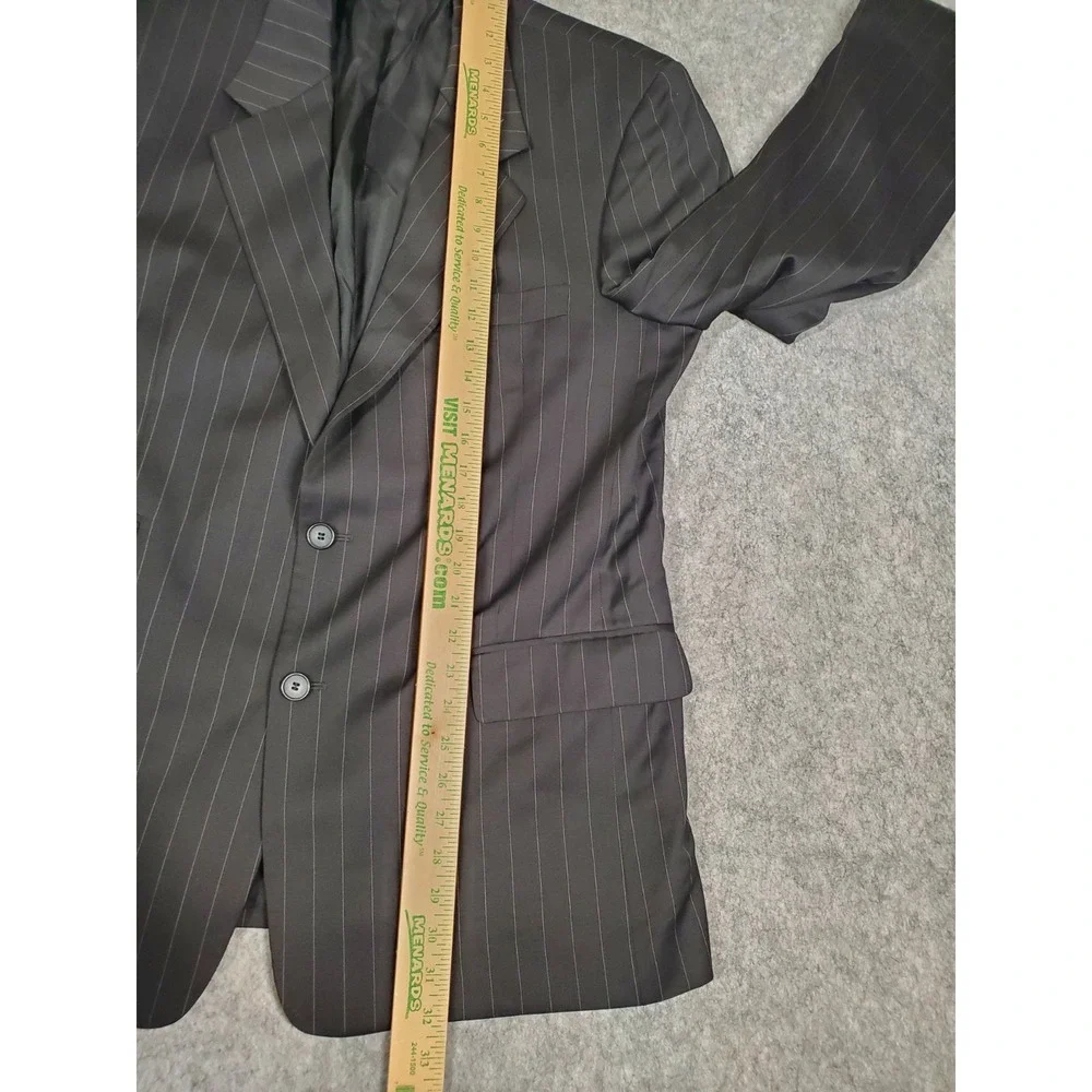 Yves Saint Laurent Mens Wool Blazer 41R Black Striped Suit Jacket Banker Italy